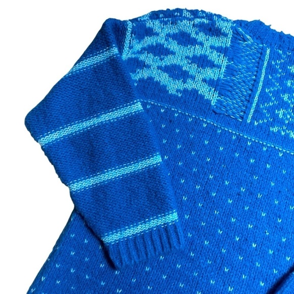 Free People Blue Wool Blend Snowy Day Oversized Pullover Sweater Women’s US M - Picture 7 of 10